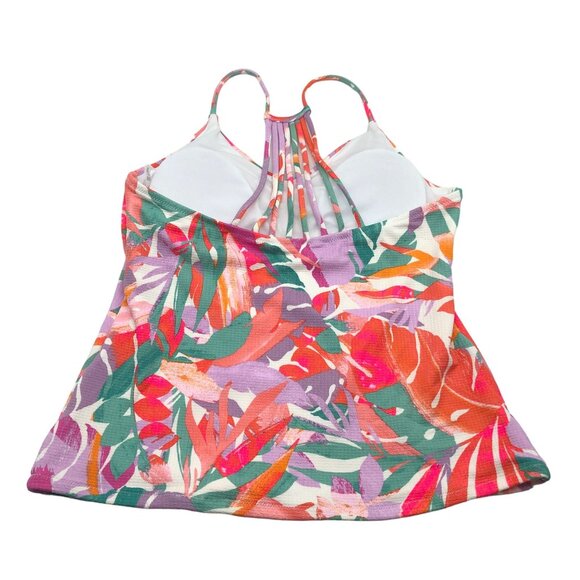 Raisins Womens Tropical Print Strappy Tankini Swim Top Pink Green Size L - Picture 4 of 5